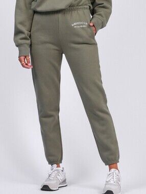 NWT Brunette The Label Babes Social Club High Rise Jogger Sweatpants Green S/M